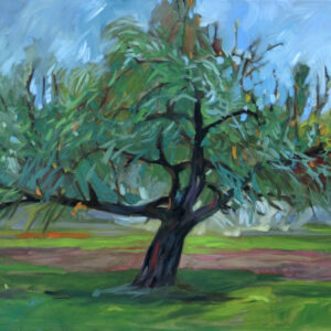 Tanzender Apfelbaum, 60 x 92 cm, Öl mit Wachs, 2016