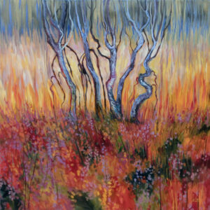 Herbstsonne im Moor, 90 x 90 cm, Öl mit Wachs, 2019