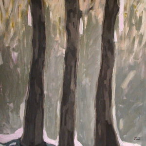 Baumstämme in Winter, 80 x 120 cm, Öl mit Wachs, 2009, Besitz Landkreis Ulm