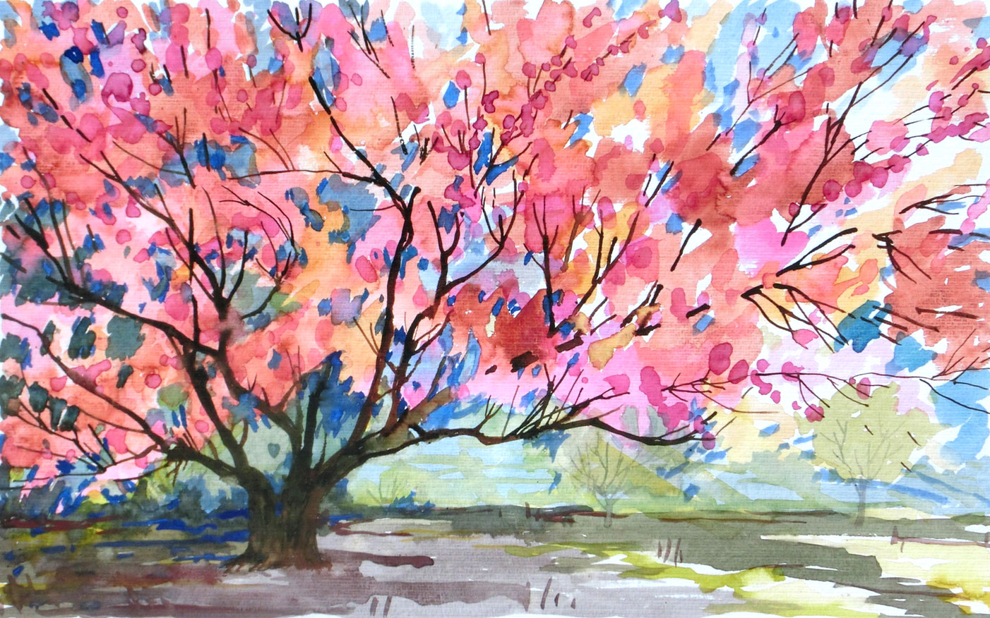 Abendparty, 35 x 57 cm (Papierformat 50 x 70 cm, Papier Hahnemühle 450 g/m2), Aquarell, 2025