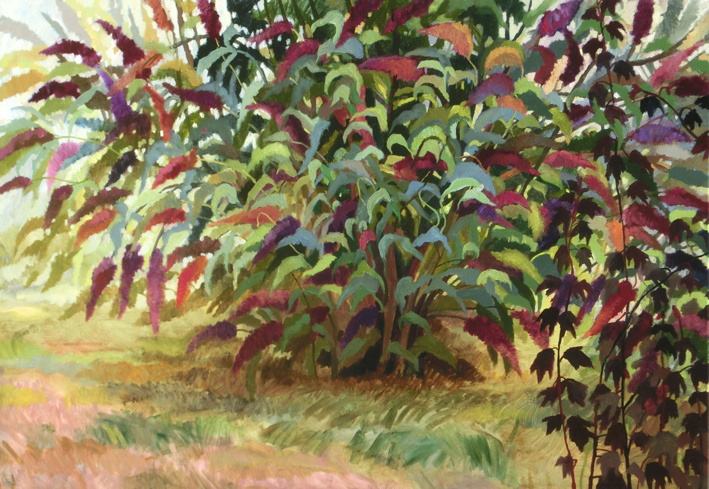 Gartengeschichten 90 x 120 cm, Öl mit Wachs, 2025