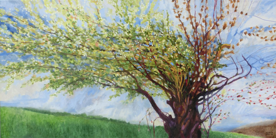 Mischwesen, 75 x 150 cm, Öl mit Wachs, 2024