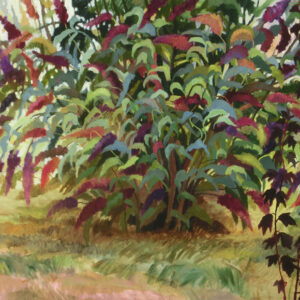 Gartengeschichten, 90 x 120 cm, Öl mit Wachs, 2025