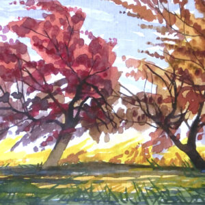 Herbst Lichter, A4, Aquarell, 2025