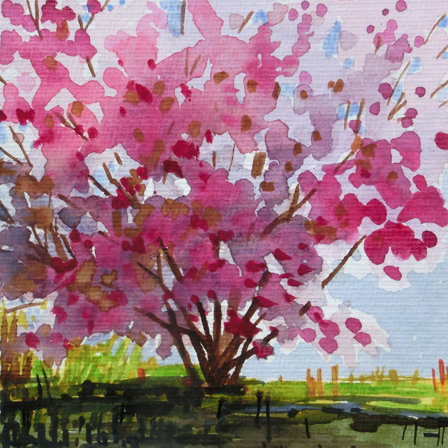 Untergründig, 17 x 17 cm, Aquarell, 2026, Privatbesitz